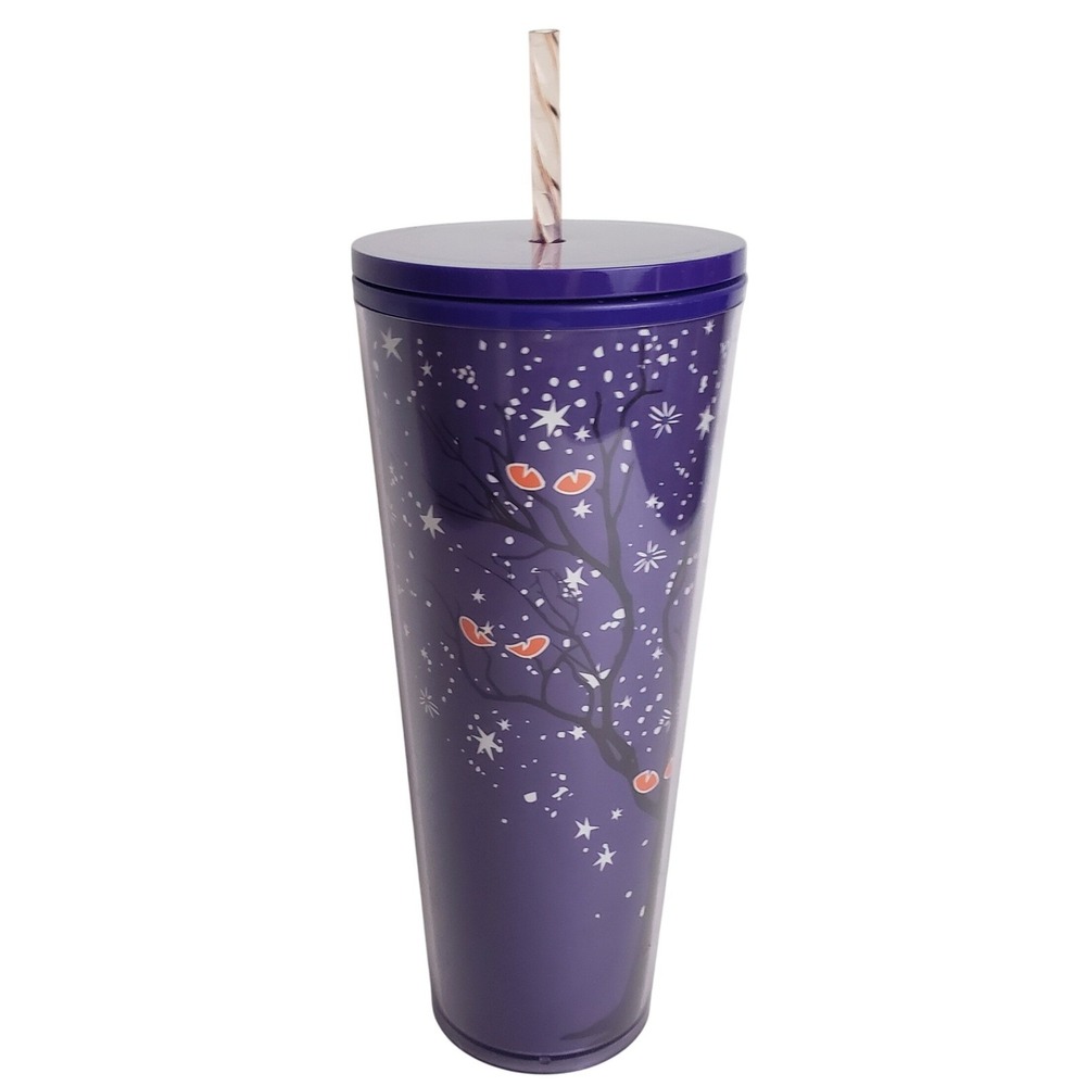 Starbucks Purple Halloween Tree Glow In The Dark 24 oz Venti Tumbler Cup